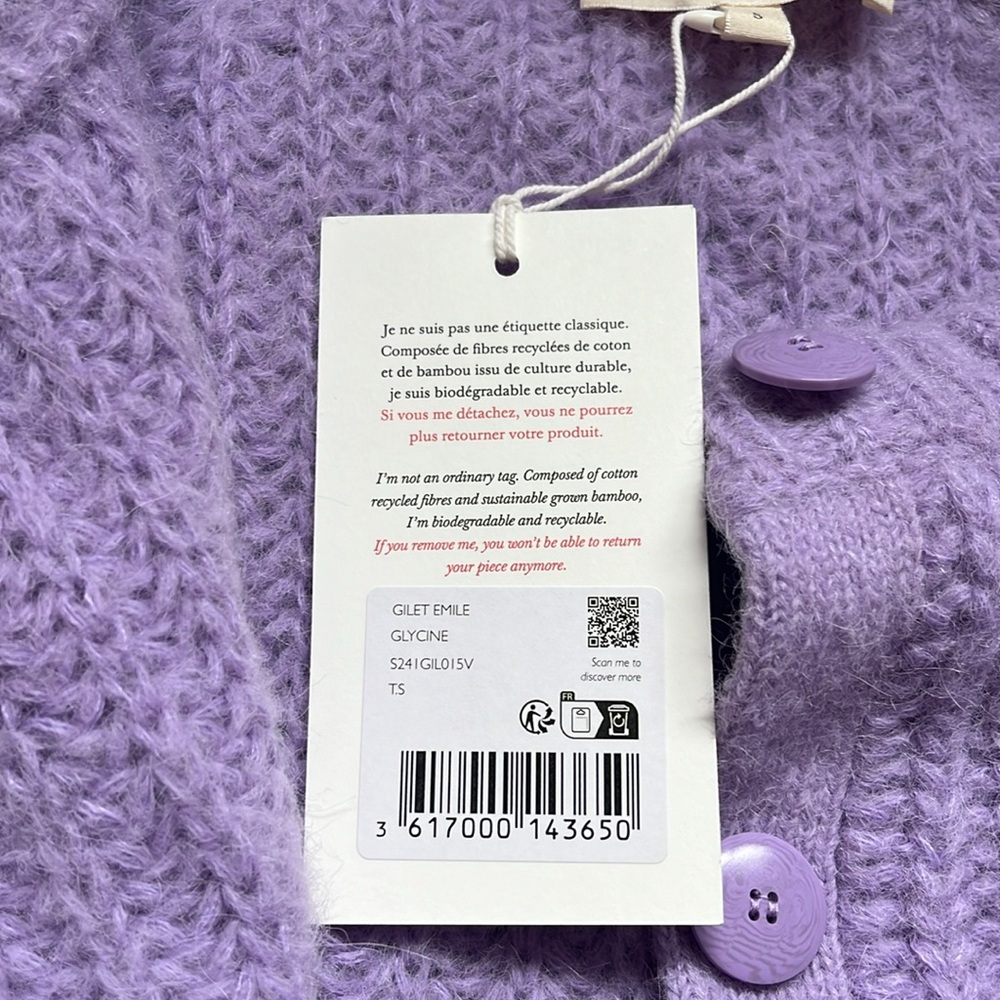 NWT Sézane Emile cardigan size S - Picture 3 of 5